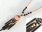 holzschmuck, kette aus holz und bernstein