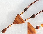holzschmuck, kette aus holz und bernstein