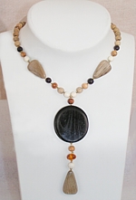 holzschmuck, kette aus holz und bernstein