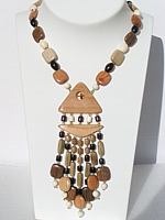 holzschmuck, kette aus holz und bernstein